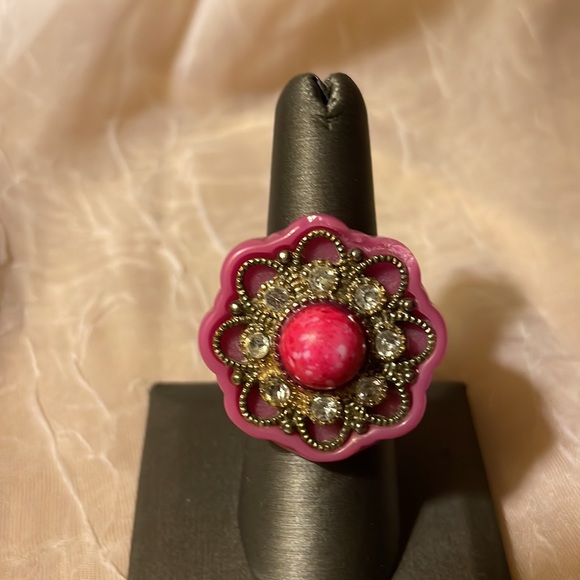 Costume ring bundle-1 is adjustable with brown cluster & acrylic pin sz 8-1/2 - Picture 10 of 15